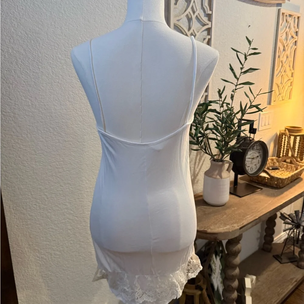 Lily White Slip Dress with Lace Detail